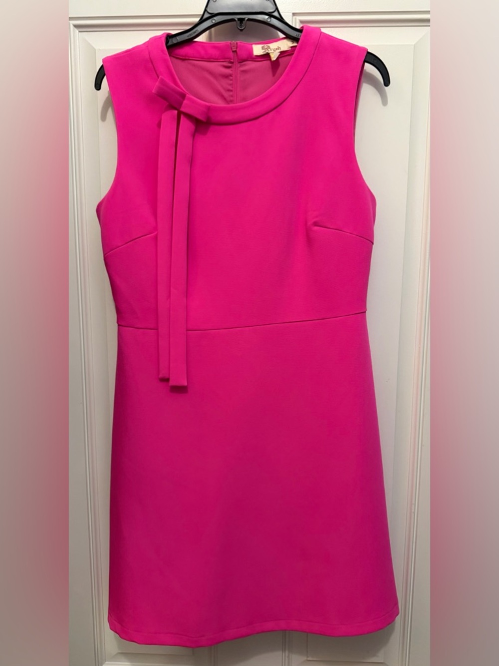 Aryeh Hot Pink Sleeveless Mini Dress with Neck Tie